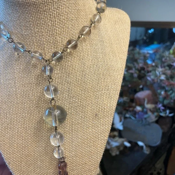 Antique Crystal & Amethyst Pool of Light Style Necklace